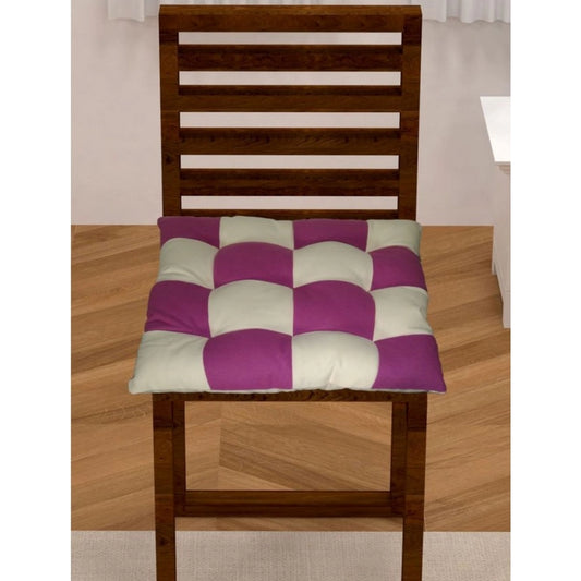 Generic Cotton Blended Solid Chair Cushions (Purple & White, Size: 16x16 In)