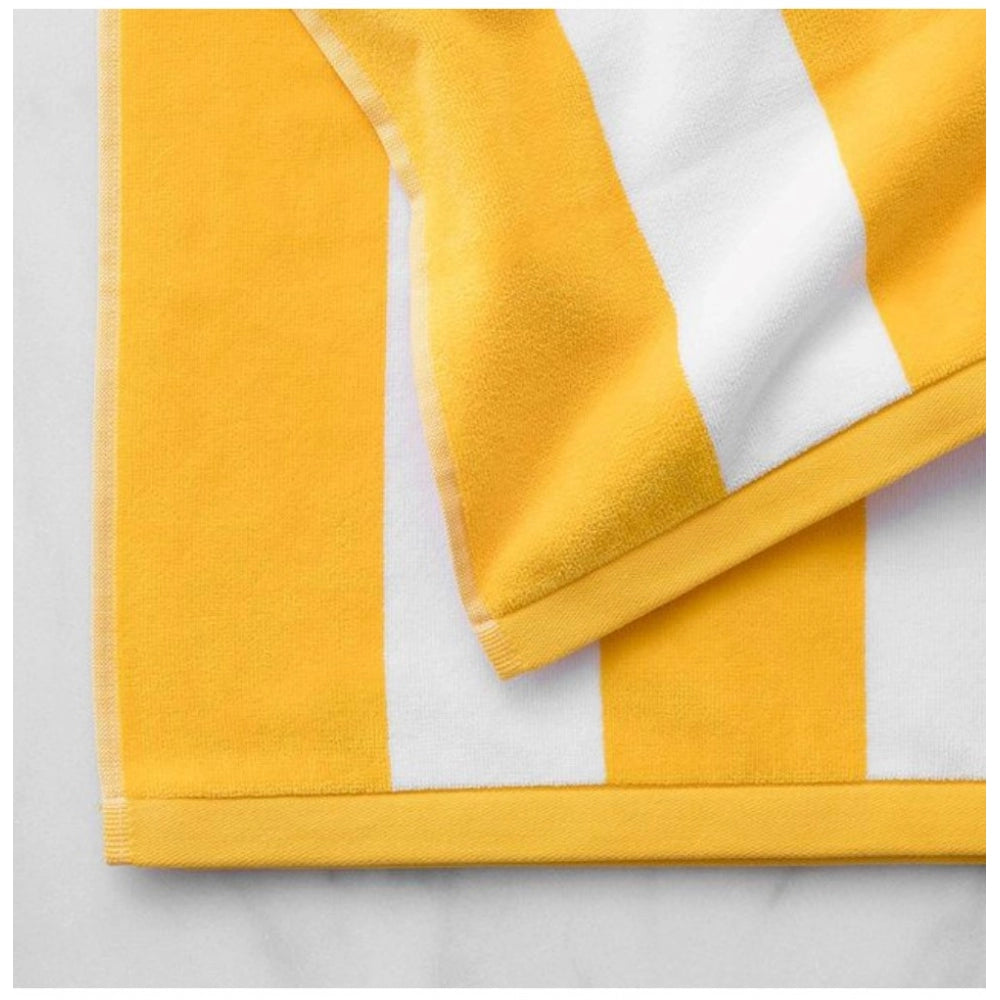 Generic Cotton Solid Bath Towels (Yellow & White, Size: 36x71 In)