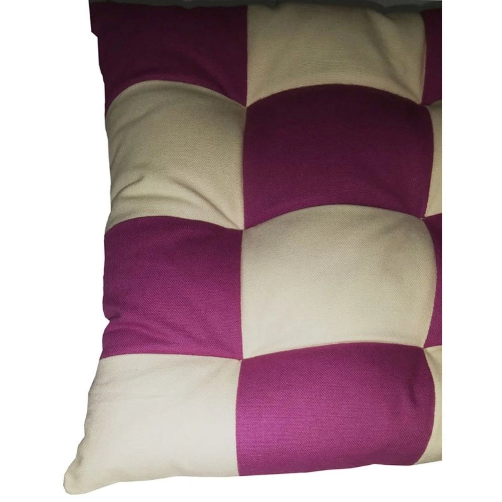 Generic Cotton Blended Solid Chair Cushions (Purple & White, Size: 16x16 In)