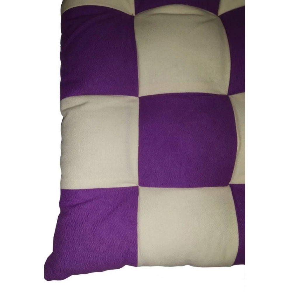 Generic Cotton Blended Solid Chair Cushions (Purple & Beige, Size: 16x16 In)