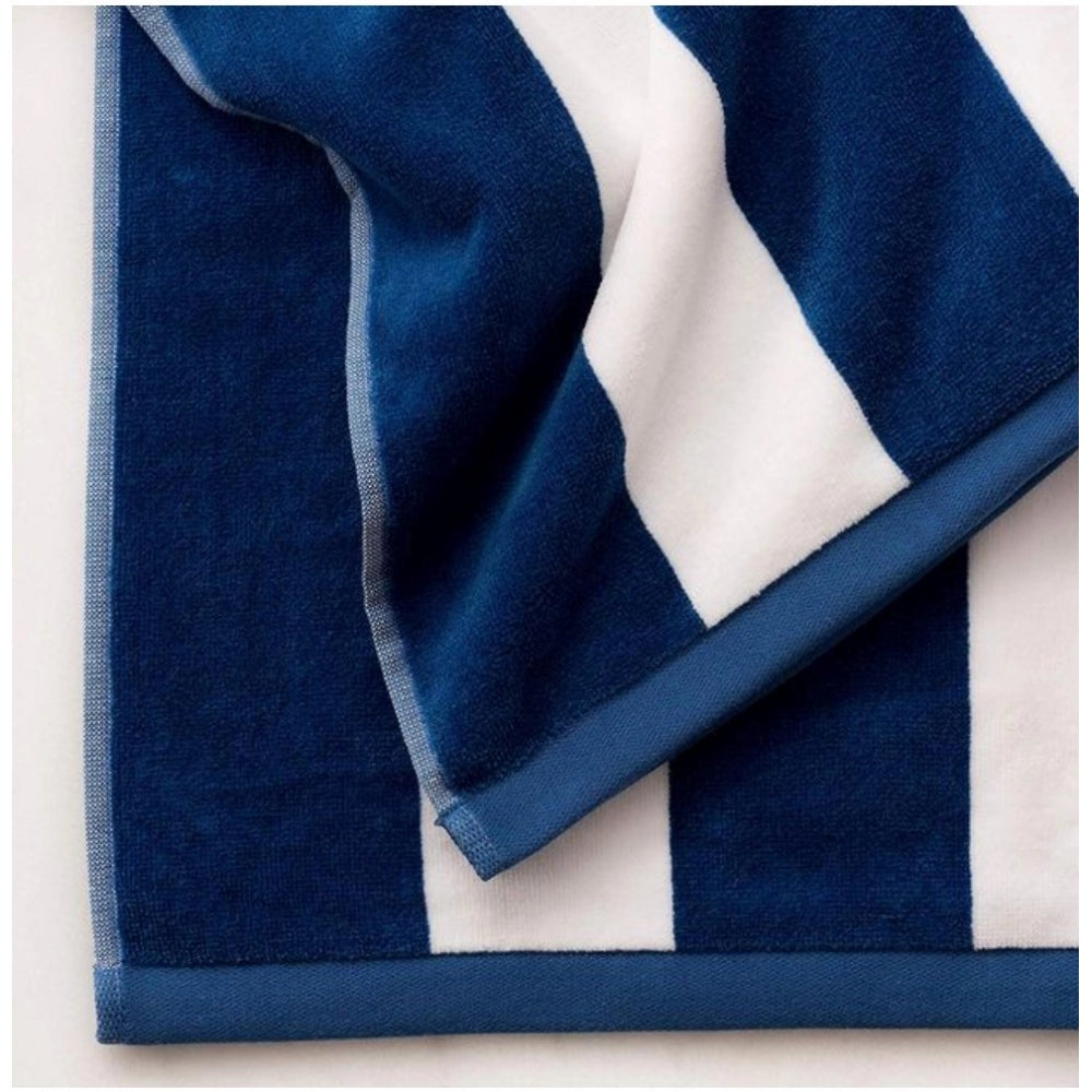 Generic Cotton Solid Bath Towels (Blue & White, Size: 36x71 In)