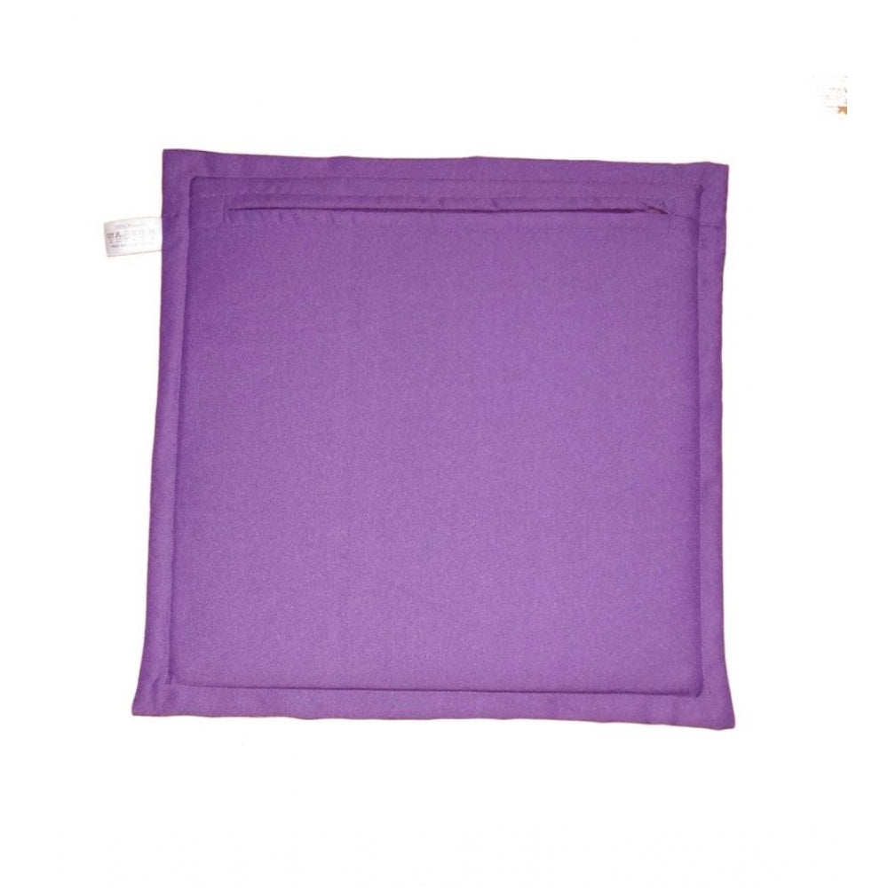 Generic Pack Of_4 Polyester Solid Chairpads (Purple, Size: 16x16 In)