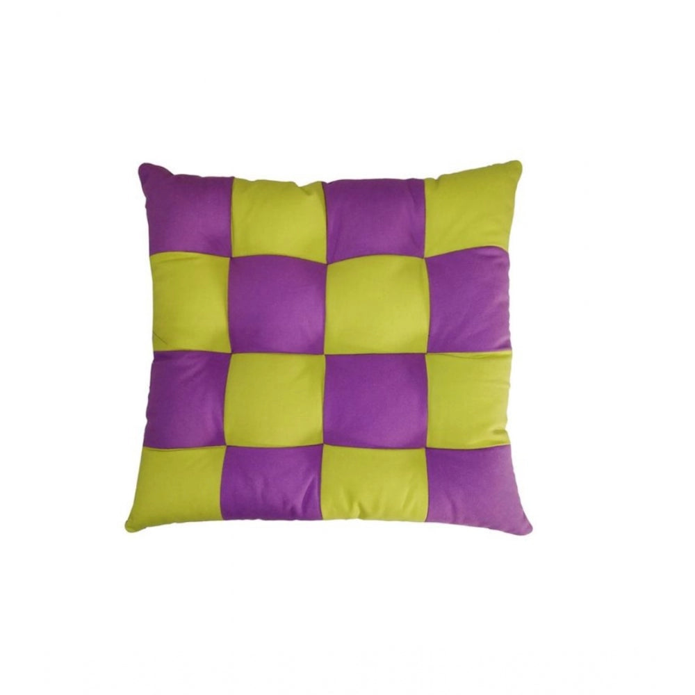 Generic Cotton Blended Solid Chair Cushions (Purple & Green, Size: 16x16 In)
