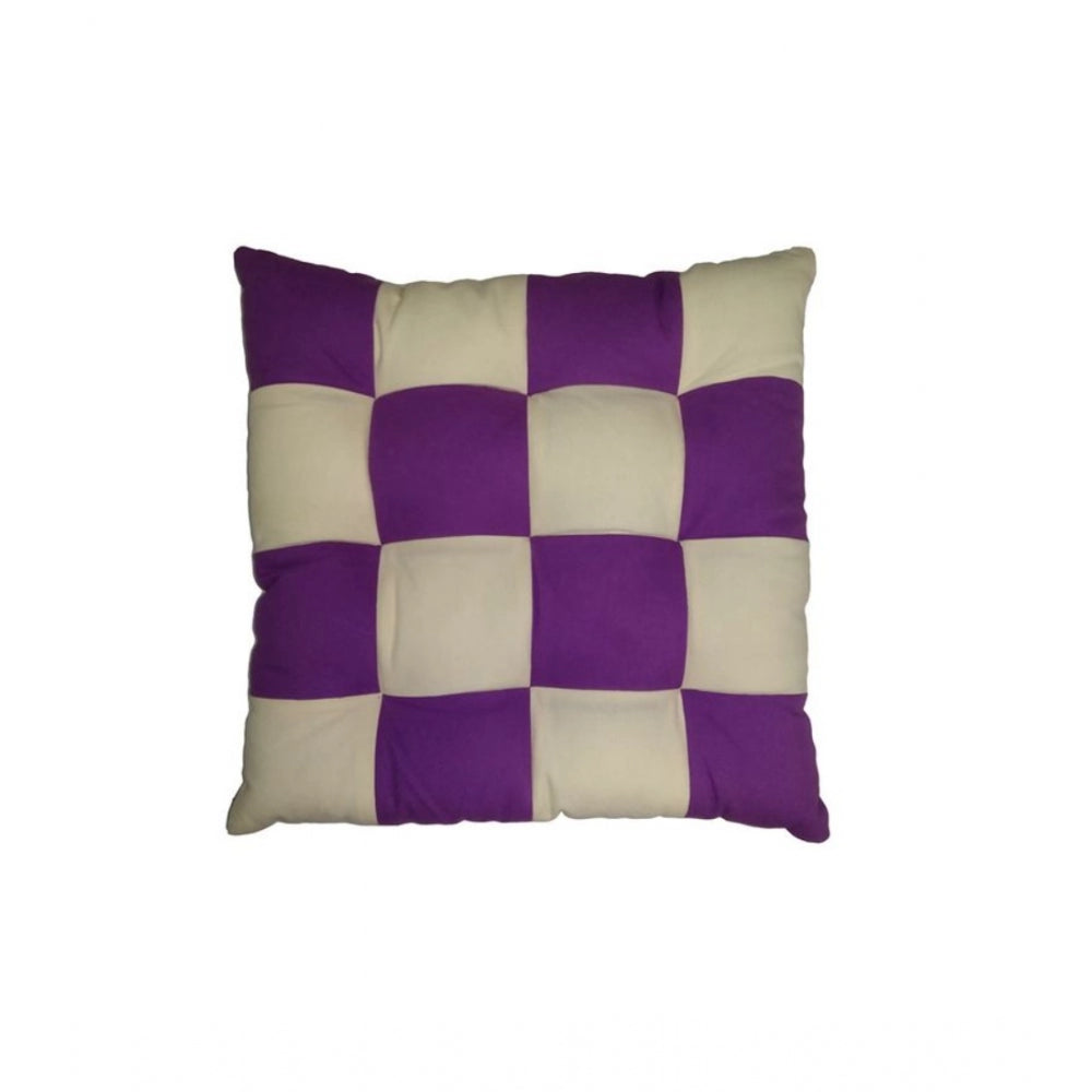 Generic Cotton Blended Solid Chair Cushions (Purple & Beige, Size: 16x16 In)