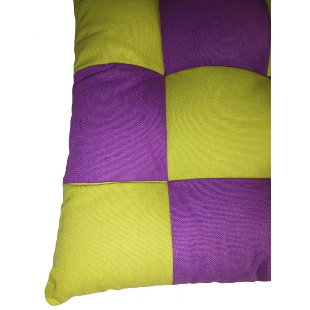 Generic Cotton Blended Solid Chair Cushions (Purple & Green, Size: 16x16 In)