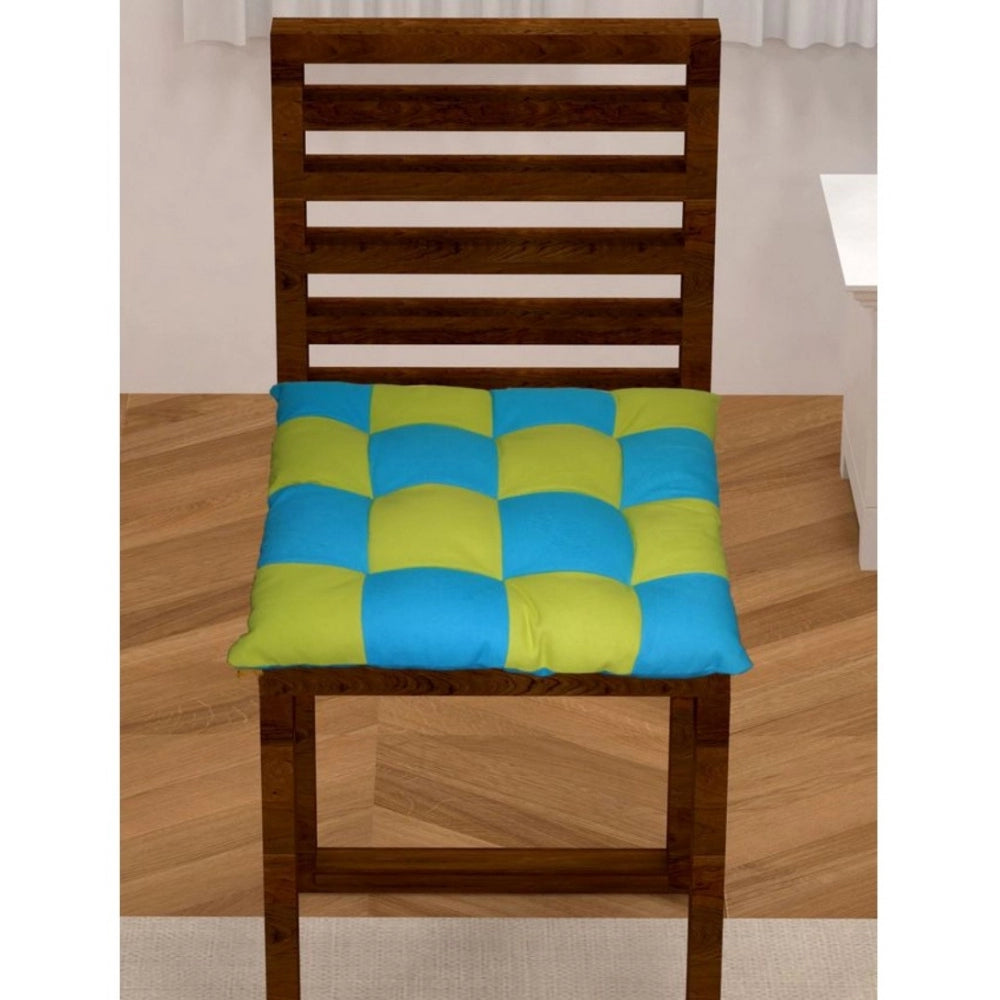 Generic Cotton Blended Solid Chair Cushions (Rama & Green, Size: 16x16 In)