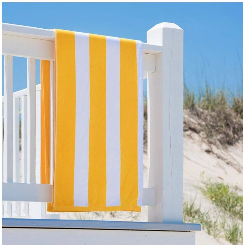 Generic Cotton Solid Bath Towels (Yellow & White, Size: 36x71 In)