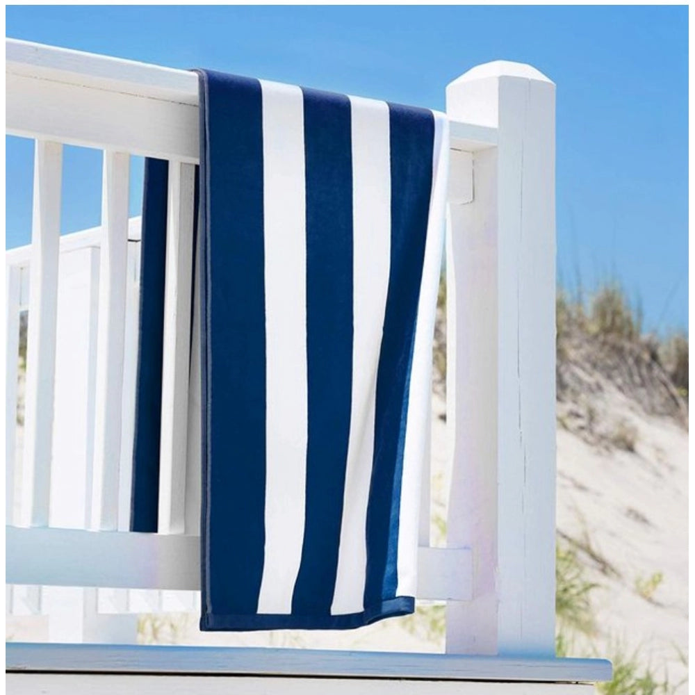 Generic Cotton Solid Bath Towels (Blue & White, Size: 36x71 In)