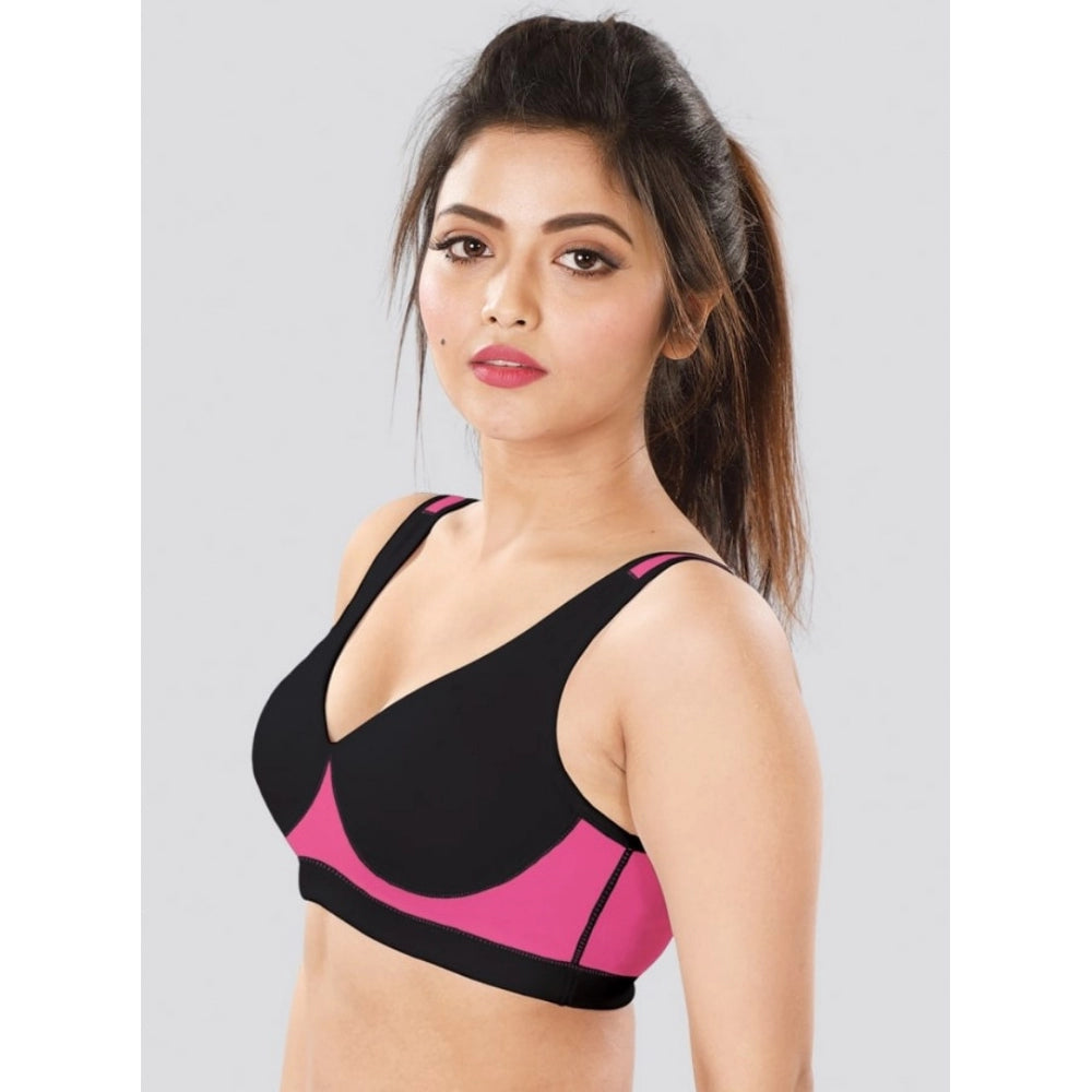 Dermawear Women's Sports Brassiere (Model: SB-1102, Color:Black&amp;Pink, Material: 4D Stretch)