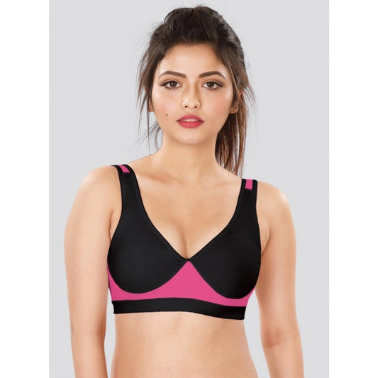 Dermawear Women's Sports Brassiere (Model: SB-1102, Color:Black&amp;Pink, Material: 4D Stretch)