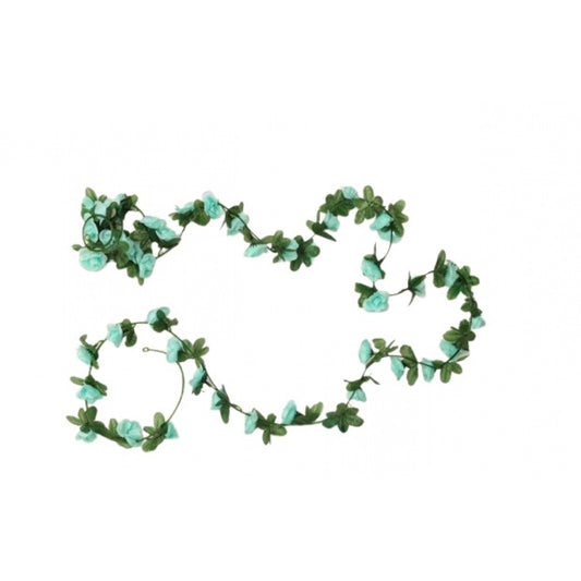Generic Artificial Flower Creeper Hanging Rose Garland For Home Decoration (Color: Blue, Material: Silk Polyester)