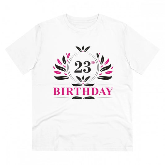Generic Men's PC Cotton 23rd Birthday Printed T Shirt (Color: White, Thread Count: 180GSM)