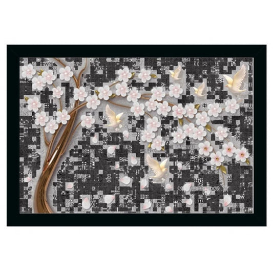 Generic Flower Painting Vinyl Sparkle Coated with Synthetic Photo Frame (Multicolor)