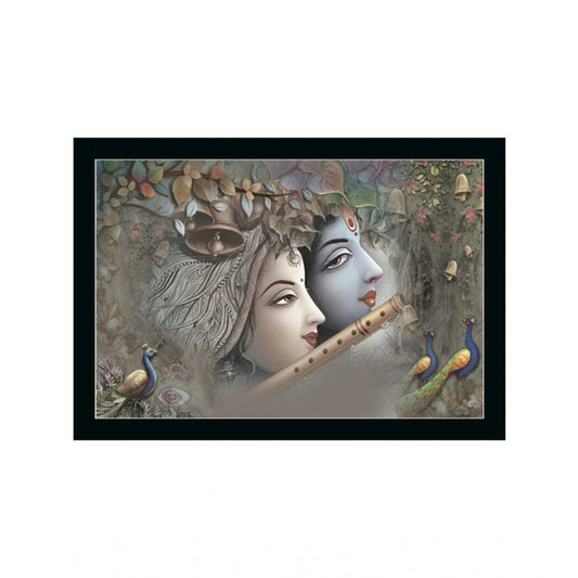 Generic Radha Krishna Painting with Synthetic Photo Frame (Multicolor)