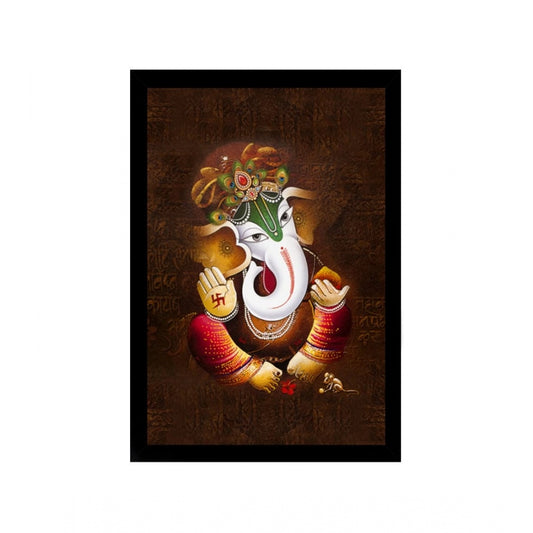 Generic Ganesh Photo with Synthetic Photo Frame  (Multicolor)