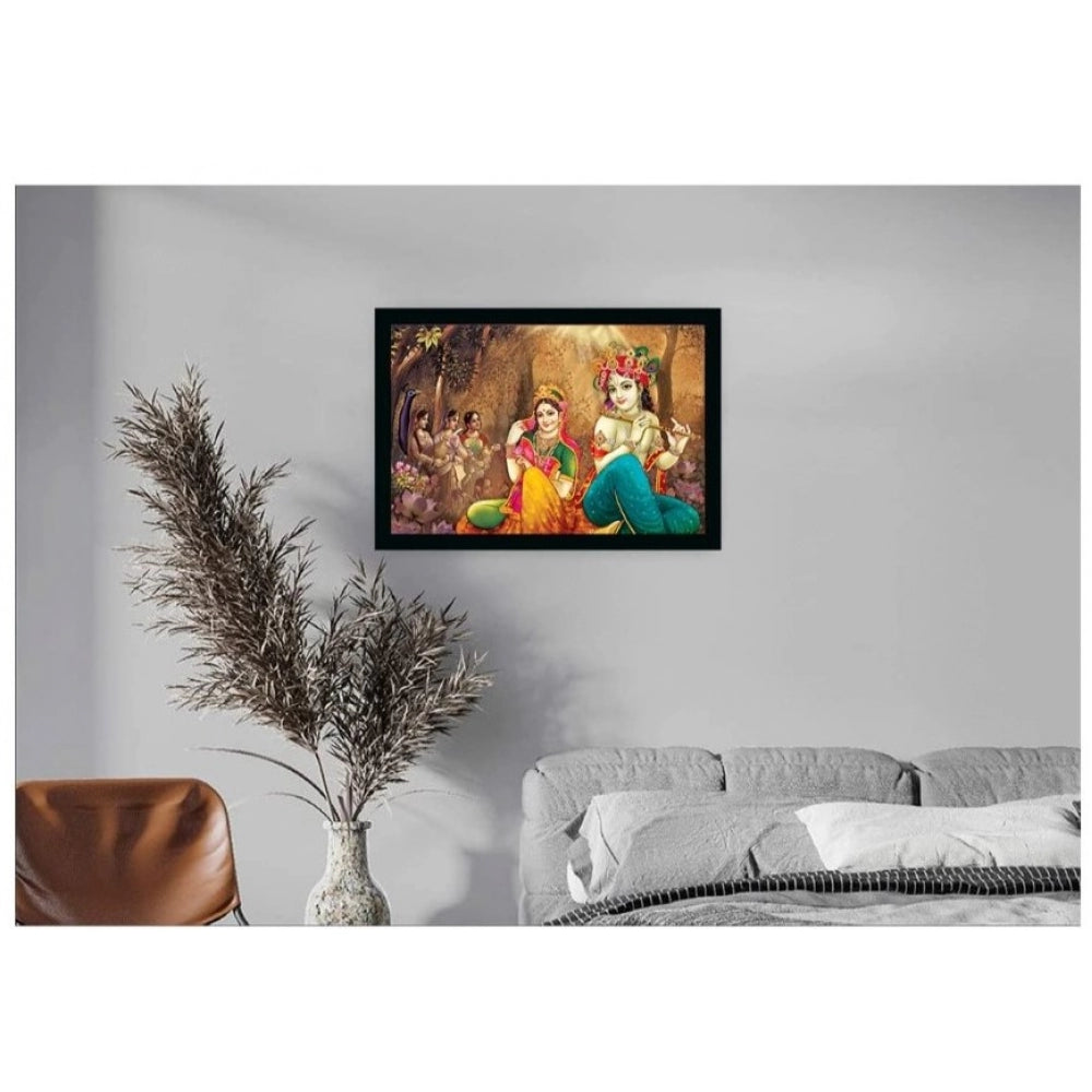 Generic Radha Krishna Painting with Synthetic Photo Frame (Multicolor)