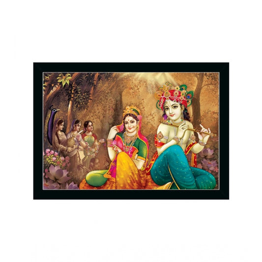 Generic Radha Krishna Painting with Synthetic Photo Frame (Multicolor)