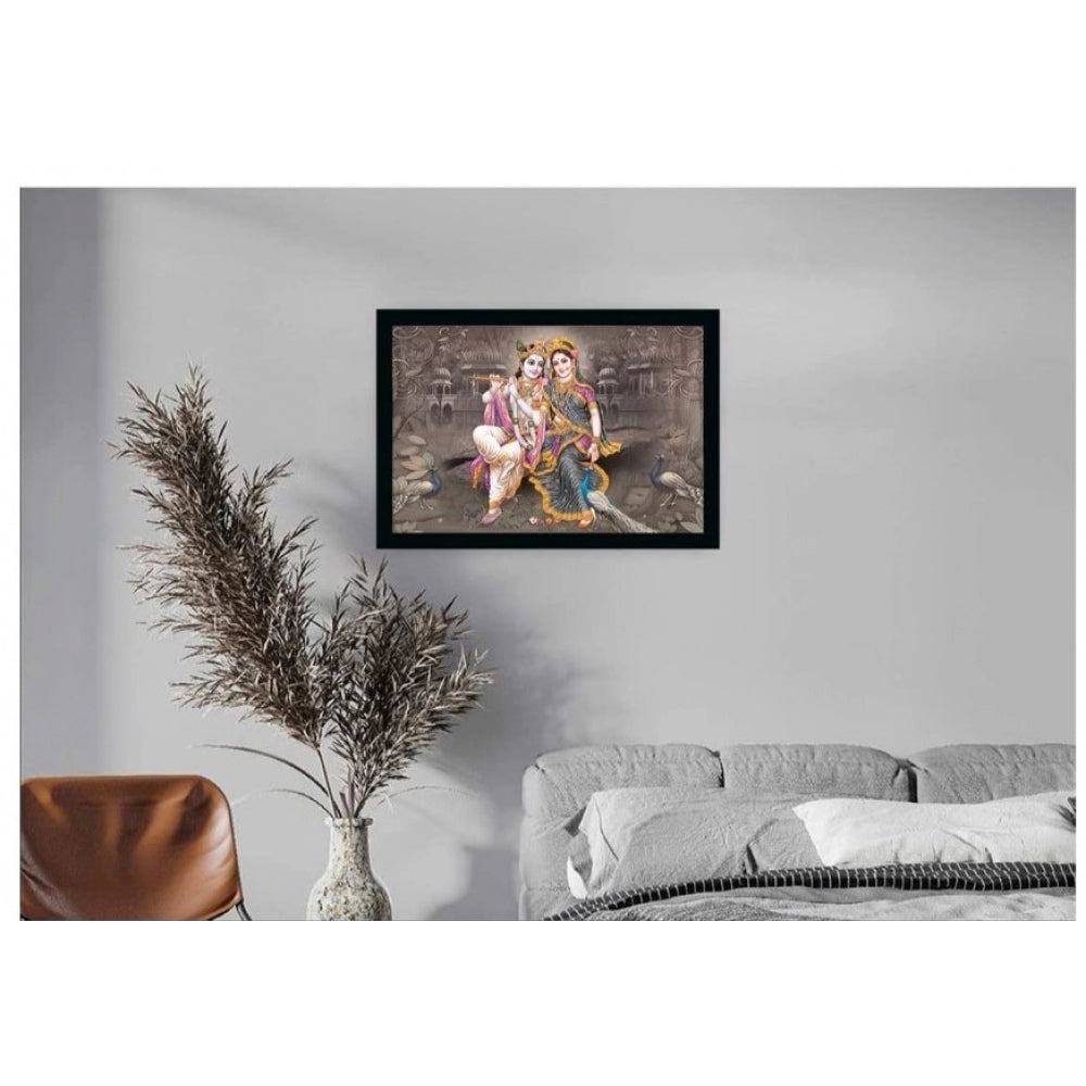 Generic Radha Krishna Painting with Synthetic Photo Frame (Multicolor)
