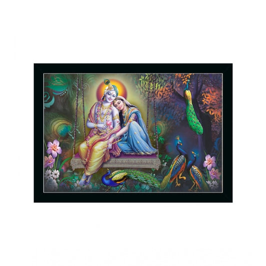 Generic Radha Krishna Painting with Synthetic Photo Frame (Multicolor)
