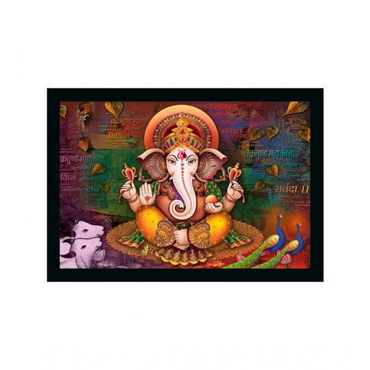 Generic Ganesh Photo with Synthetic Photo Frame (Multicolor)