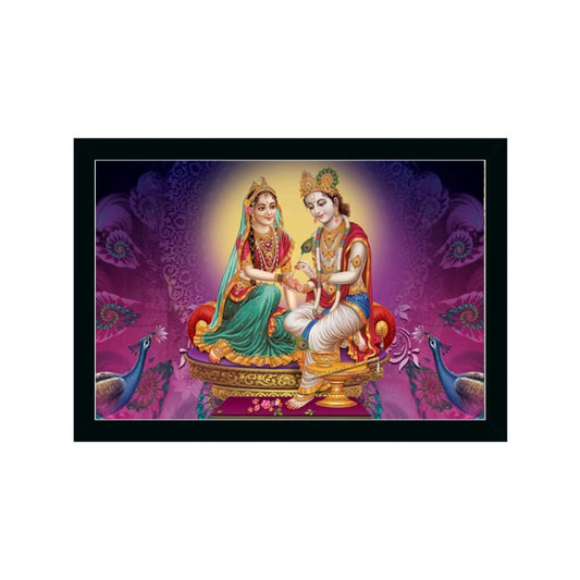 Generic Radha Krishna Painting with Synthetic Photo Frame (Multicolor)