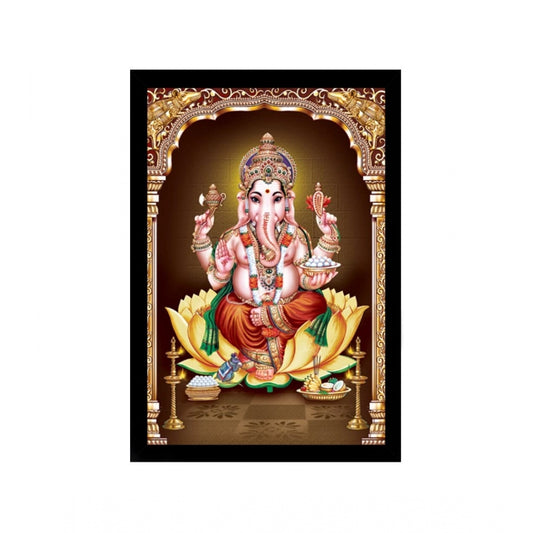Generic Ganesh Photo with Synthetic Fram (Multicolor)