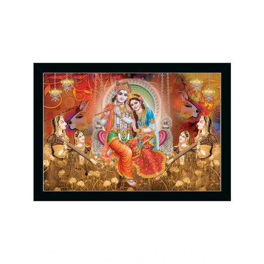 Generic Radha Krishna Painting with Synthetic Photo Frame (Multicolor)