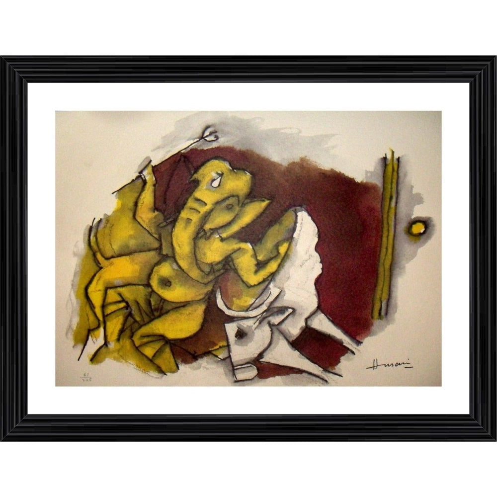Generic Ganeshas Tandaw Painting With Wood Photo Frame (Multicolor)