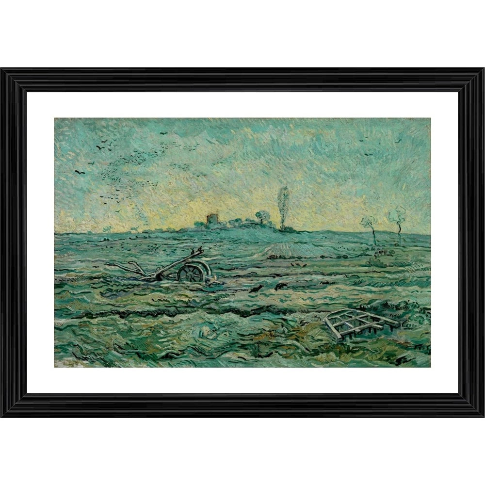 Generic Snow Covered Field with a Harrow 1890 Painting With Wood Photo Frame (Multicolor)