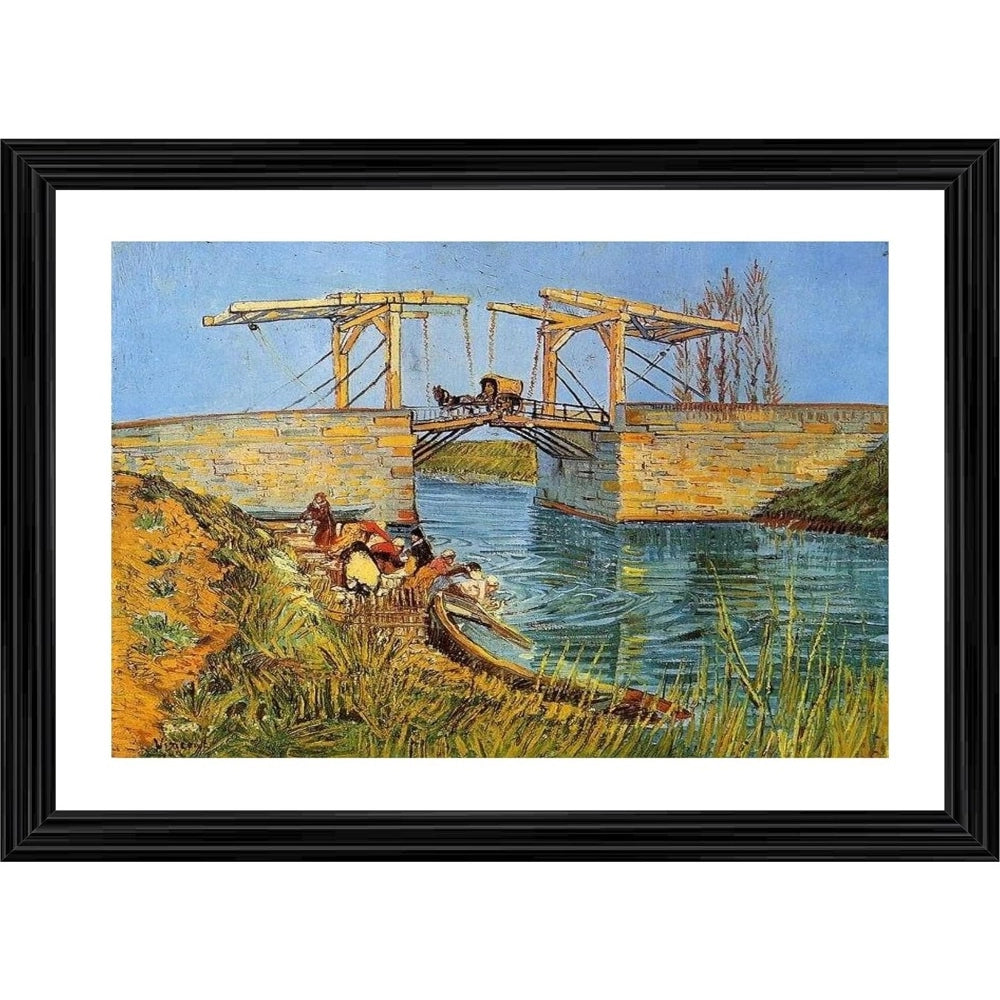 Generic The Langlois Bridge at Arles 1888 Painting With Wood Photo Frame (Multicolor)