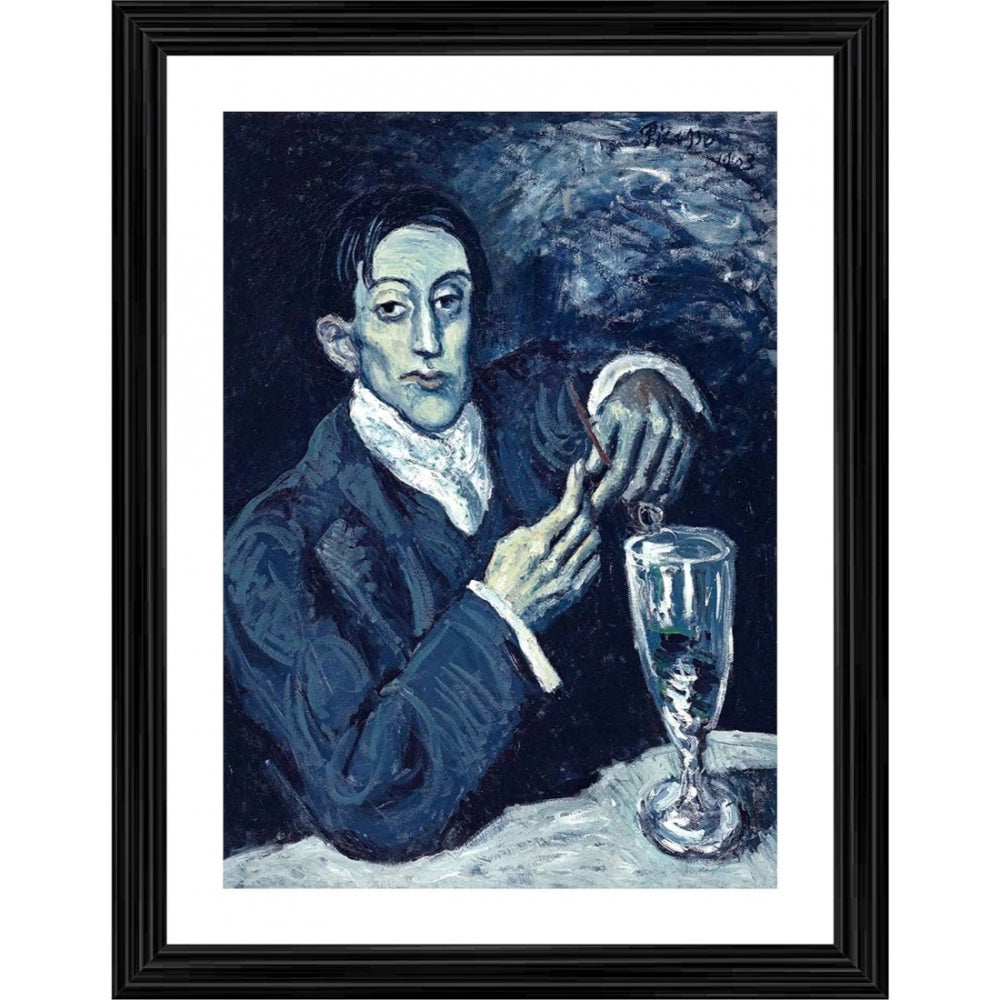 Generic The Absinthe Drinker 1903 Painting With Wood Photo Frame (Multicolor)