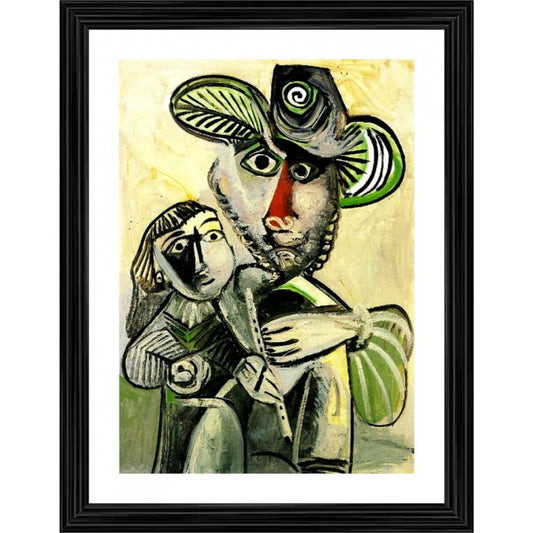 Generic Fatherhood 1971 Painting With Wood Photo Frame (Multicolor)