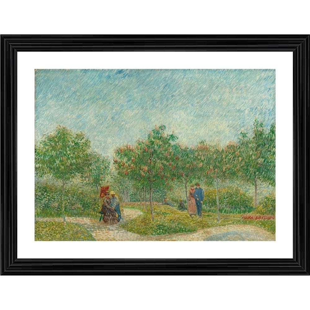 Generic Garden with Courting Couples 1887 Painting With Wood Photo Frame (Multicolor)