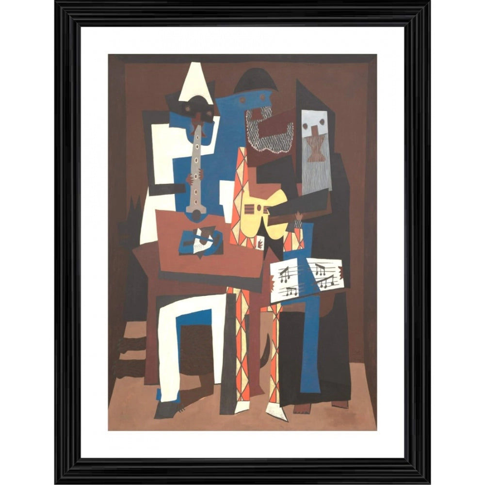 Generic Three Musicians 1921 Painting With Wood Photo Frame (Multicolor)