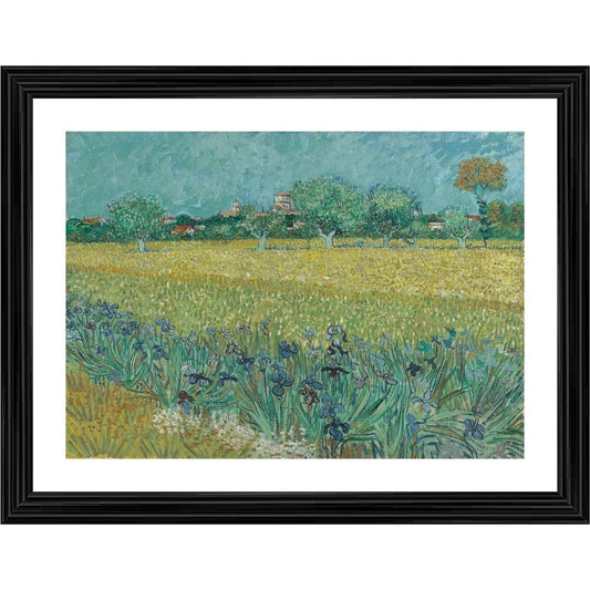 Generic Field with Irises near Arles 1888 Painting With Wood Photo Frame (Multicolor)