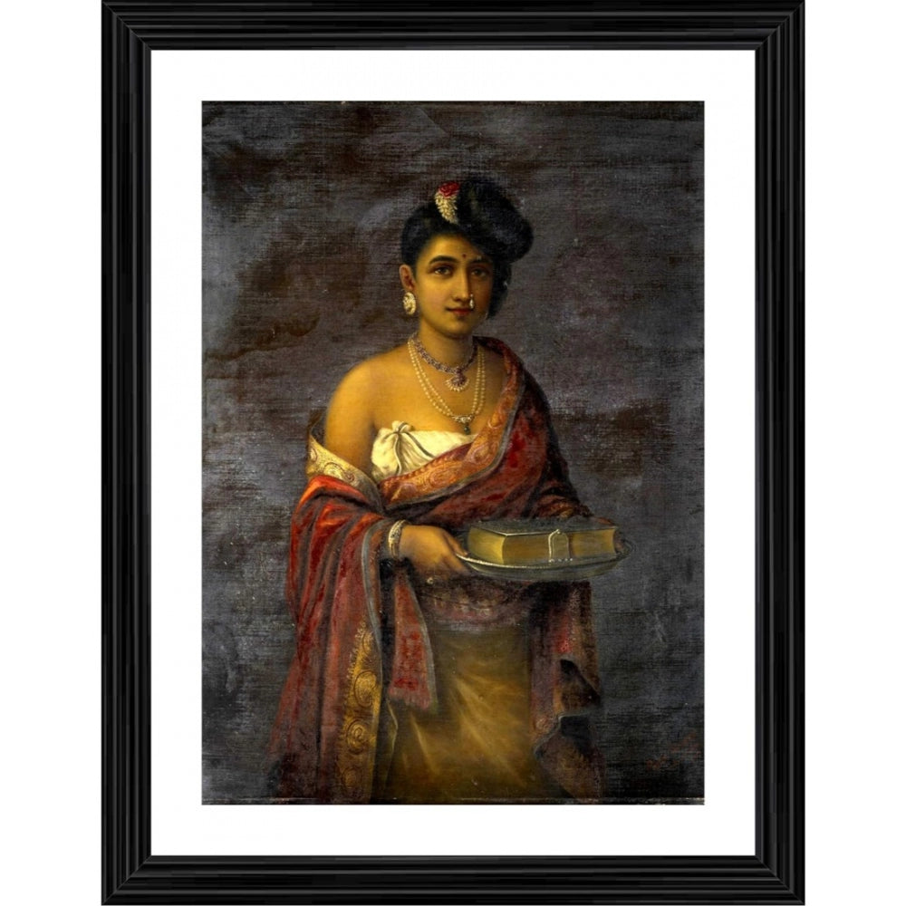 Generic The Maharani of Travancore 1887 Painting With Wood Photo Frame (Multicolor)