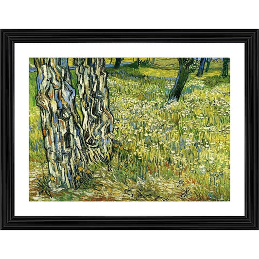 Generic Tree Trunks in the Grass 1890 Painting With Wood Photo Frame (Multicolor)