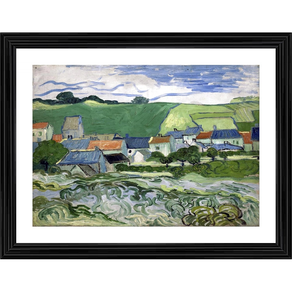 Generic View of Auvers 1890 Painting With Wood Photo Frame (Multicolor)
