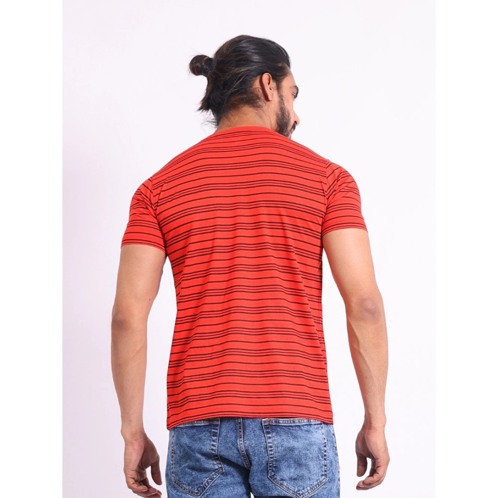 Generic Men's Casual Cotton Printed Round Neck Half Sleeve T-Shirt (Red)