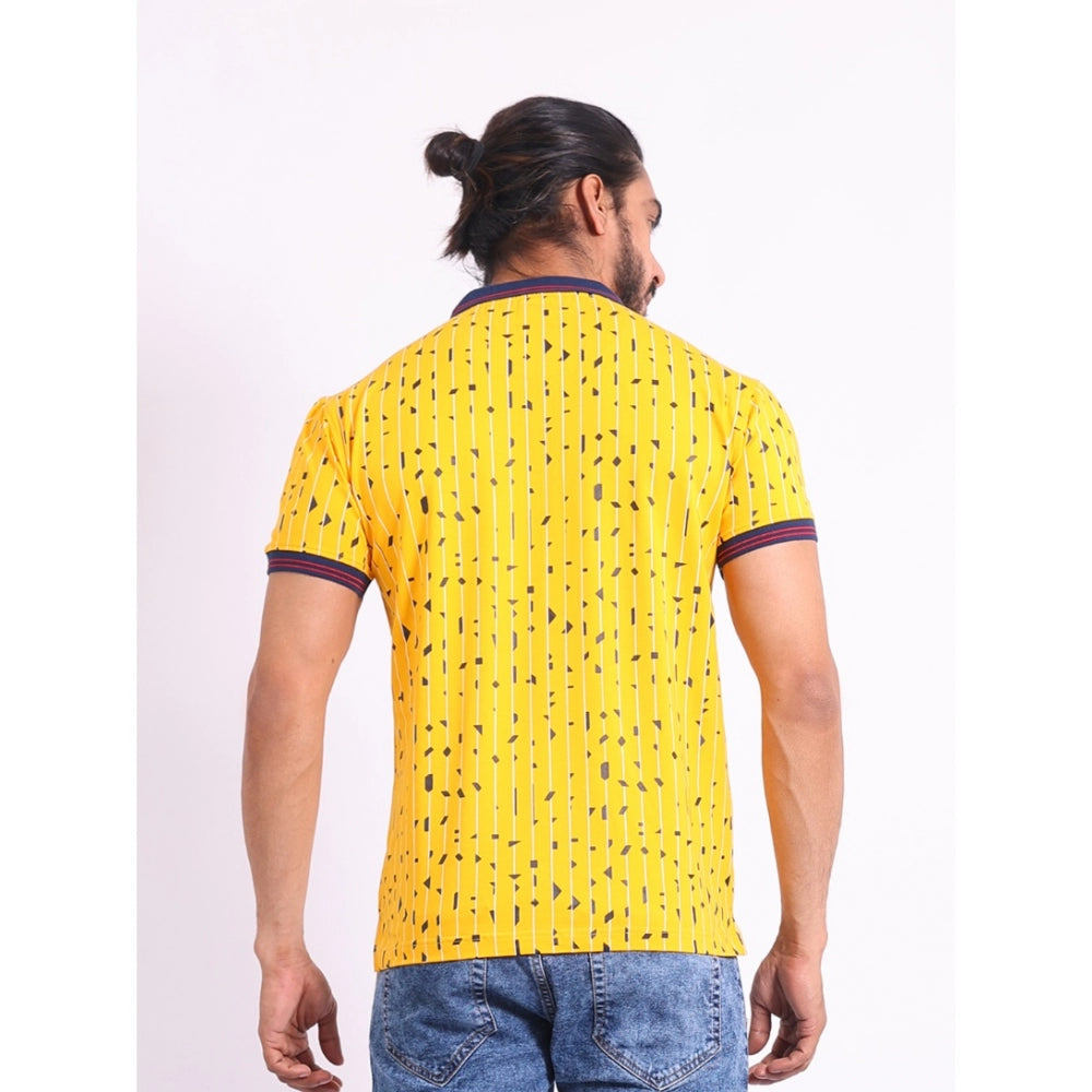 Generic Men's Casual Cotton Printed Polo Neck Half Sleeve T-Shirt (Turmeric)