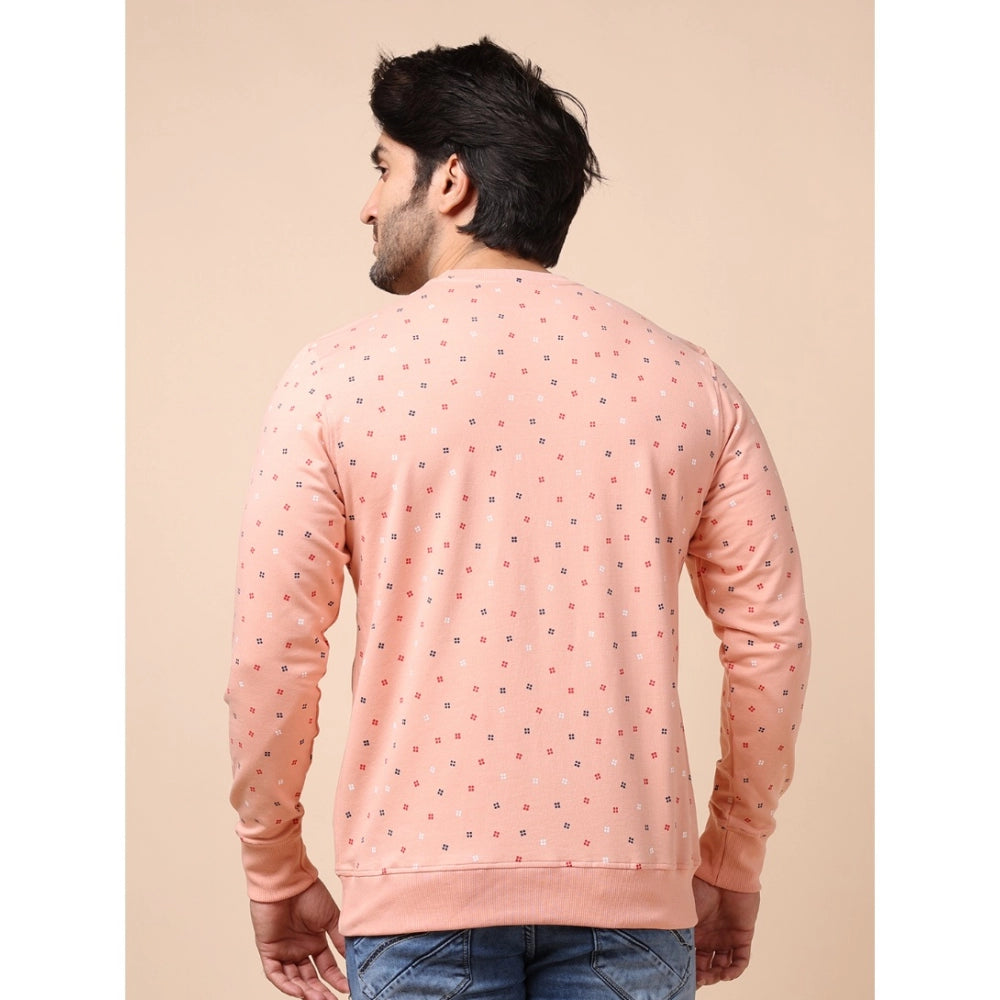 Generic Men's Casual Cotton Printed Round Neck Full Sleeve Sweat Shirt (Peach)