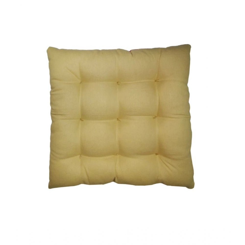 Generic Cotton Blended Solid Chair Cushions (Rama &amp; Beige, Size: 16x16 In)