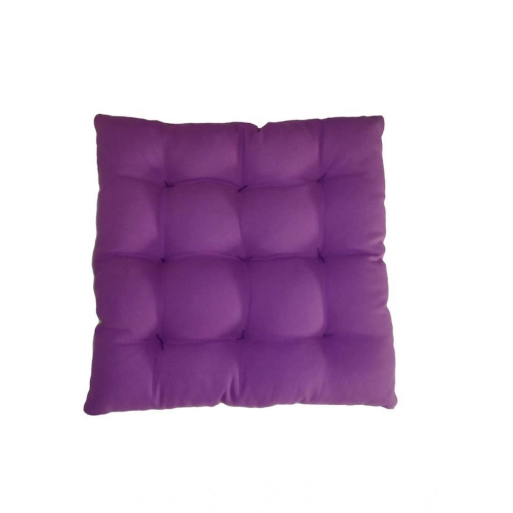 Generic Cotton Blended Solid Chair Cushions (Purple &amp; Green, Size: 16x16 In)