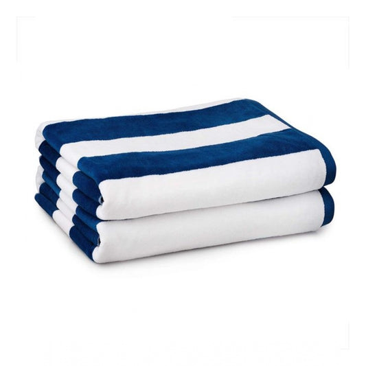 Generic Cotton Solid Bath Towels (Blue &amp; White, Size: 36x71 In)