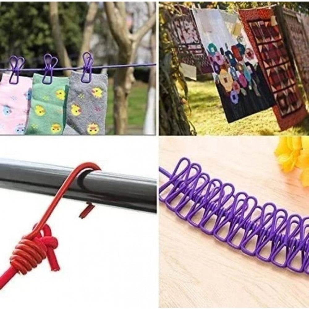 Generic Pack of 3 Nylon Cloth Drying Rope (Multicolor)