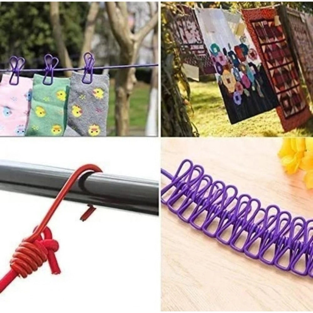 Generic Pack of 4 Nylon Cloth Drying Rope (Multicolor)