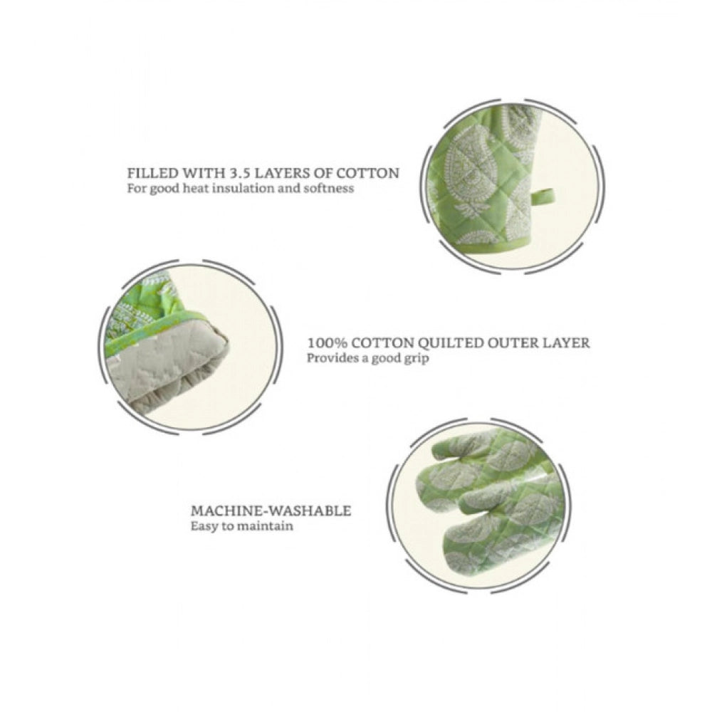 Generic Pack of 2 Cotton Oven Gloves (Green)
