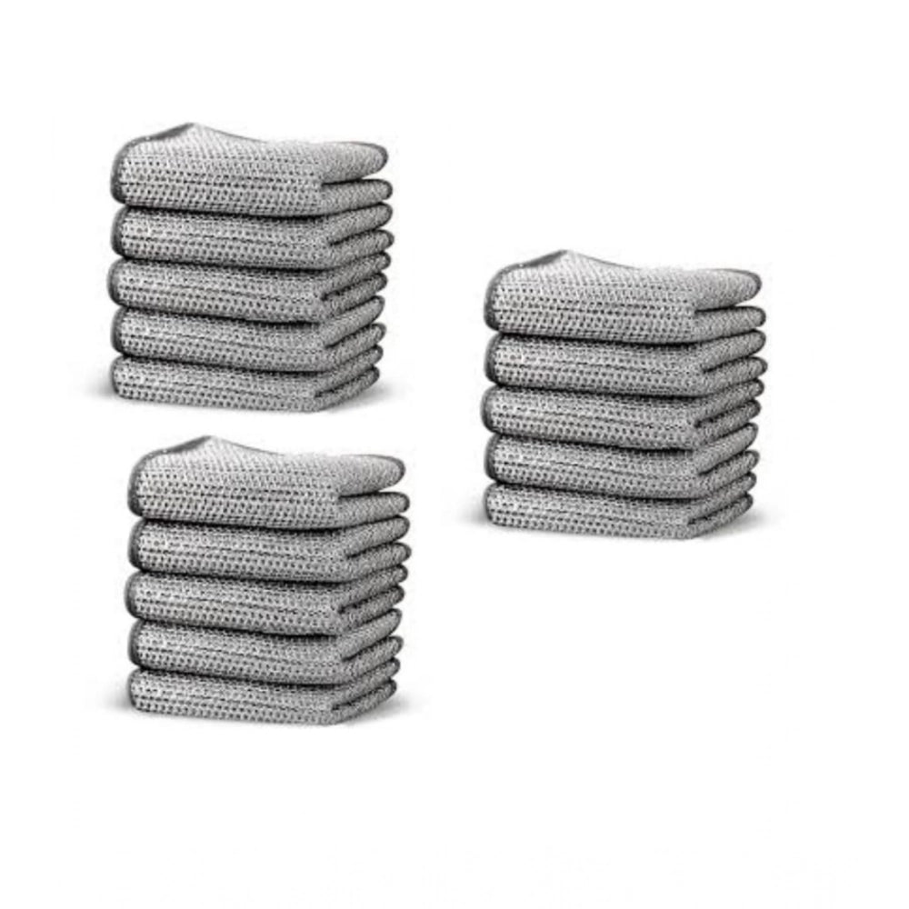 Generic Pack of 15 Stainless Steel Dishwash Scrub (Silver)
