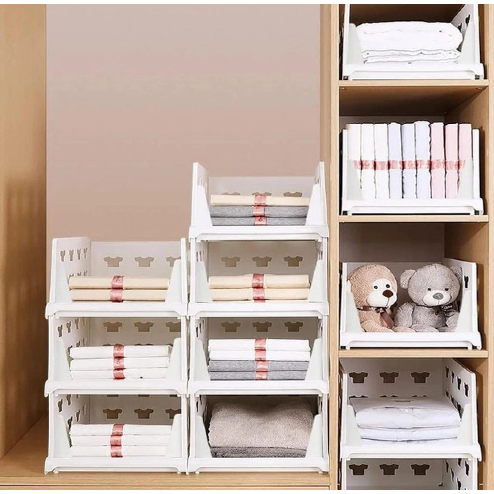 Generic Pack of 1 Plastic Foldable Stackable Storage Organizer (White)