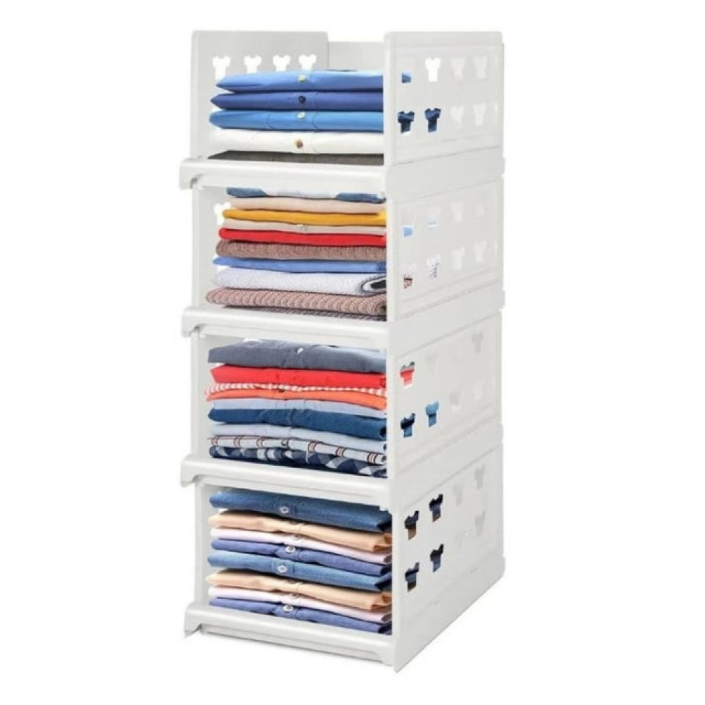Generic Pack of 1 Plastic Foldable Stackable Storage Organizer (White)